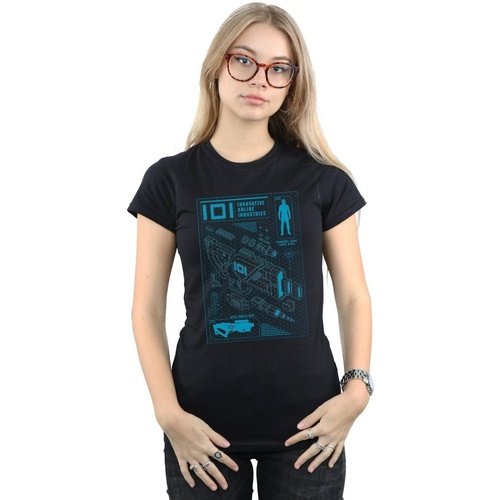 Abbigliamento Donna T-shirts a maniche lunghe Ready Player One IOI Laser Rifle Blueprint Nero