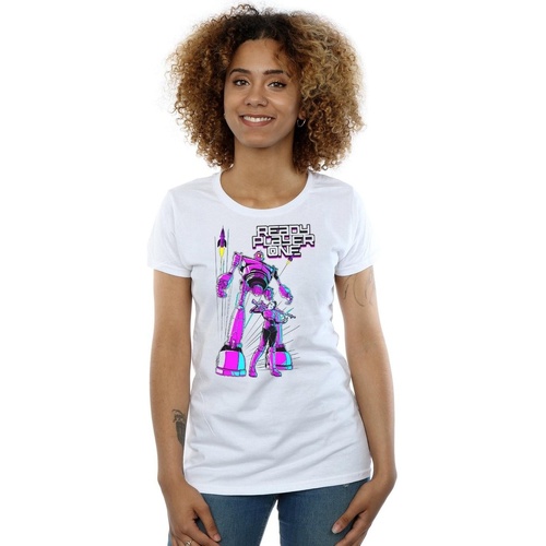Abbigliamento Donna T-shirts a maniche lunghe Ready Player One Iron Giant And Art3mis Bianco
