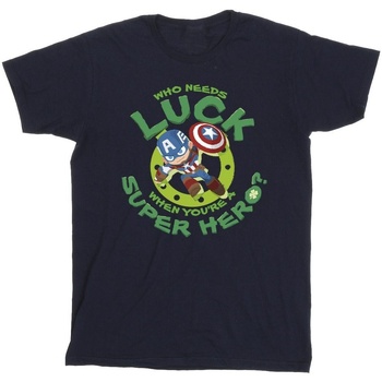 Abbigliamento Uomo T-shirts a maniche lunghe Marvel St Patrick's Day Captain America Luck Blu