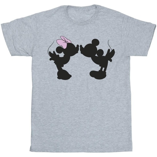 Abbigliamento Donna T-shirts a maniche lunghe Disney Mickey Minnie Kiss Silhouette Grigio