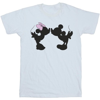 Abbigliamento Donna T-shirts a maniche lunghe Disney Mickey Minnie Kiss Silhouette Bianco