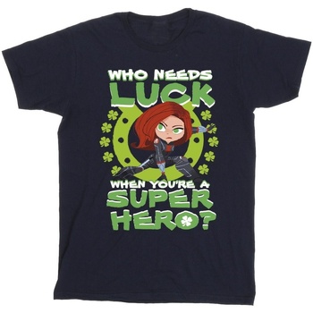 Abbigliamento Uomo T-shirts a maniche lunghe Marvel St Patrick's Day Black Widow Luck Blu