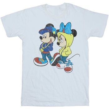 Abbigliamento Donna T-shirts a maniche lunghe Disney Mickey And Minnie Mouse Pose Bianco