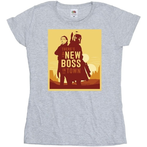 Abbigliamento Donna T-shirts a maniche lunghe Disney The Book Of Boba Fett New Boss Sun Silhouette Grigio