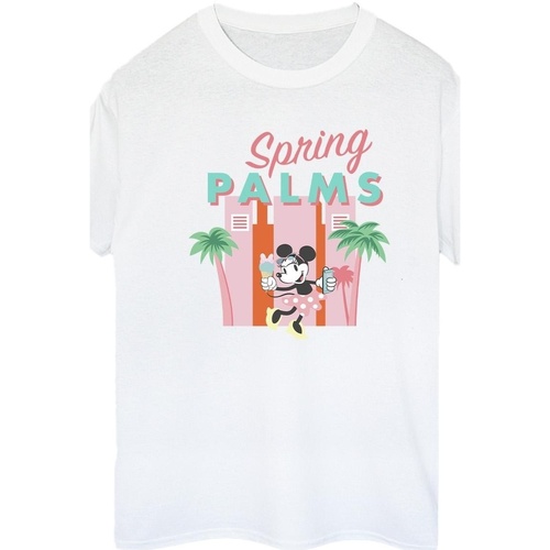 Abbigliamento Donna T-shirts a maniche lunghe Disney Minnie Mouse Spring Palms Bianco