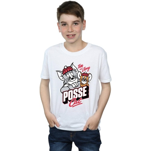 Abbigliamento Bambino T-shirt maniche corte Dessins Animés Posse Cat Bianco