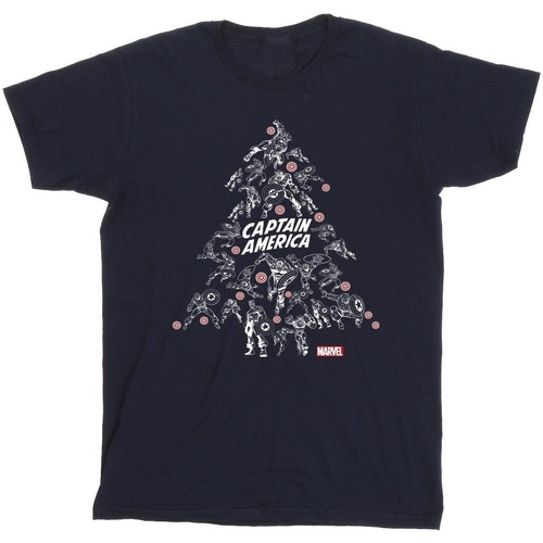 Abbigliamento Uomo T-shirts a maniche lunghe Marvel Captain America Christmas Tree Blu