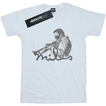 Abbigliamento Uomo T-shirts a maniche lunghe Miles Davis Profile Sketch Bianco