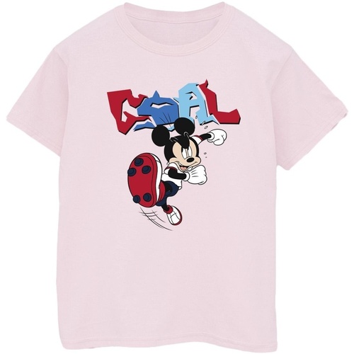 Abbigliamento Donna T-shirts a maniche lunghe Disney Mickey Mouse Goal Striker Pose Rosso