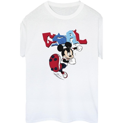 Abbigliamento Donna T-shirts a maniche lunghe Disney Mickey Mouse Goal Striker Pose Bianco