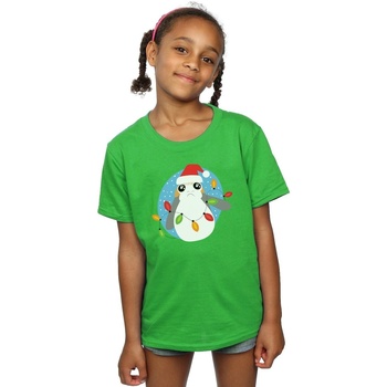 Abbigliamento Bambina T-shirts a maniche lunghe Disney The Last Jedi Porg Christmas Lights Verde