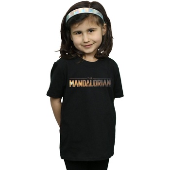 Abbigliamento Bambina T-shirts a maniche lunghe Disney The Mandalorian Series Logo Nero