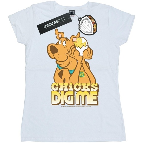 Abbigliamento Donna T-shirts a maniche lunghe Scooby Doo Chicks Dig Me Bianco