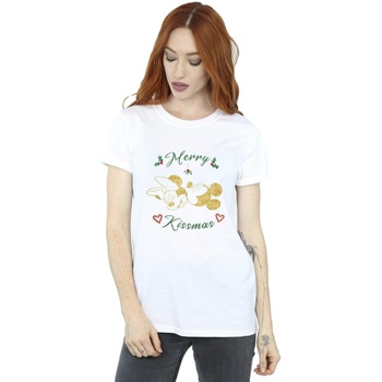 Abbigliamento Donna T-shirts a maniche lunghe Disney Mickey Mouse Merry Kissmas Bianco