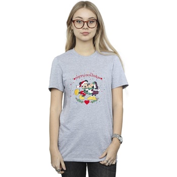 Abbigliamento Donna T-shirts a maniche lunghe Disney Mickey Mouse Mickey Minnie Christmas Grigio
