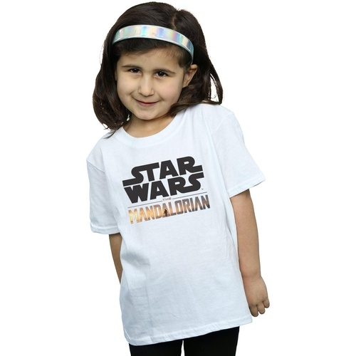 Abbigliamento Bambina T-shirts a maniche lunghe Disney The Mandalorian Logo Bianco