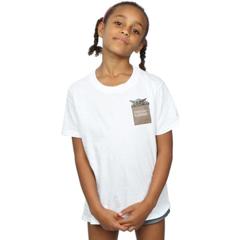 Abbigliamento Bambina T-shirts a maniche lunghe Disney The Mandalorian Precious Cargo Faux Pocket Bianco