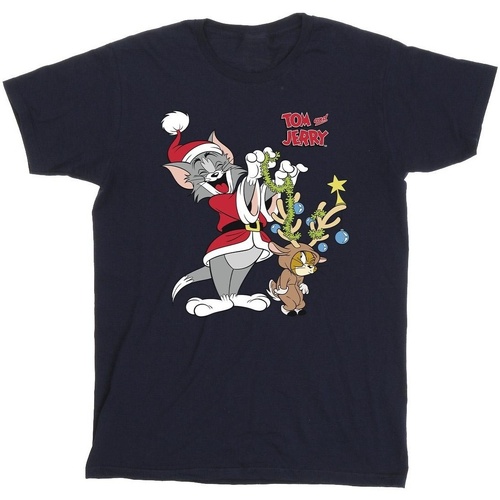 Abbigliamento Bambino T-shirt maniche corte Tom & Jerry Christmas Reindeer Blu