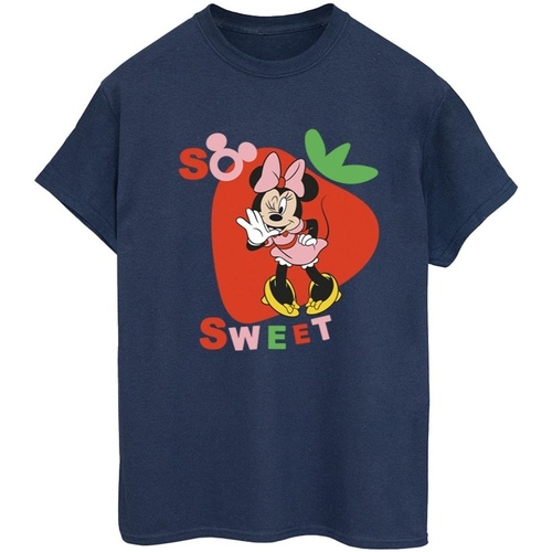 Abbigliamento Donna T-shirts a maniche lunghe Disney Minnie Mouse So Sweet Strawberry Blu
