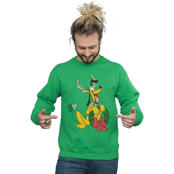 Abbigliamento Uomo Felpe Disney Pluto Christmas Reindeer Verde