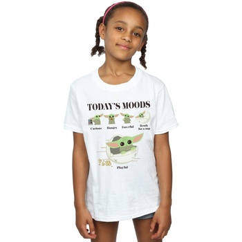 Abbigliamento Bambina T-shirts a maniche lunghe Disney The Mandalorian The Child Moods Bianco