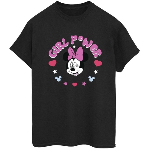 Abbigliamento Donna T-shirts a maniche lunghe Disney Minnie Mouse Girl Power Nero