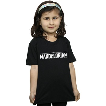 Abbigliamento Bambina T-shirts a maniche lunghe Disney The Mandalorian Logo Nero