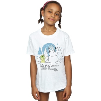 Abbigliamento Bambina T-shirts a maniche lunghe Disney The Mandalorian Tis The Season Bianco