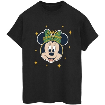 Abbigliamento Donna T-shirts a maniche lunghe Disney Minnie Mouse Happy Christmas Nero