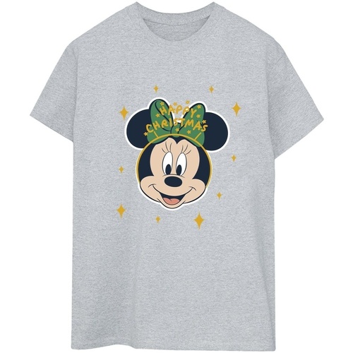 Abbigliamento Donna T-shirts a maniche lunghe Disney Minnie Mouse Happy Christmas Grigio