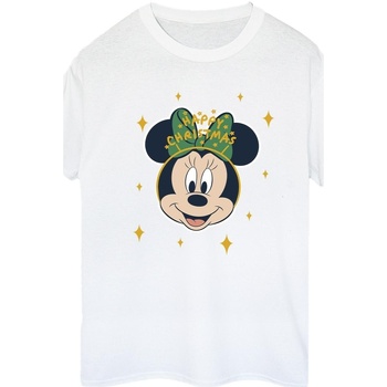 Abbigliamento Donna T-shirts a maniche lunghe Disney Minnie Mouse Happy Christmas Bianco