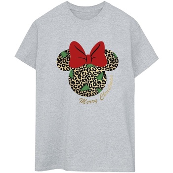 Abbigliamento Donna T-shirts a maniche lunghe Disney Minnie Mouse Leopard Christmas Grigio