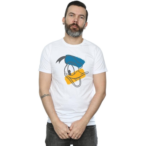 Abbigliamento Uomo T-shirts a maniche lunghe Disney Donald Duck Head Bianco