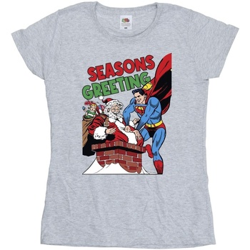 Abbigliamento Donna T-shirts a maniche lunghe Dc Comics Superman Santa Comic Grigio