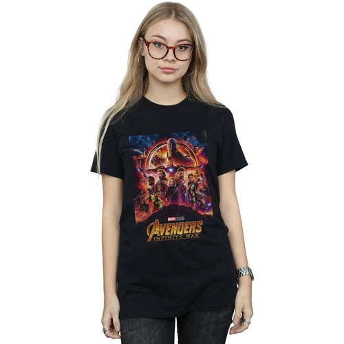 Abbigliamento Donna T-shirts a maniche lunghe Marvel Avengers Infinity War Poster Nero