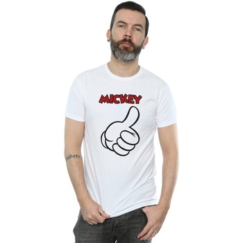 Abbigliamento Uomo T-shirts a maniche lunghe Disney Mickey Mouse Thumbs Up Bianco