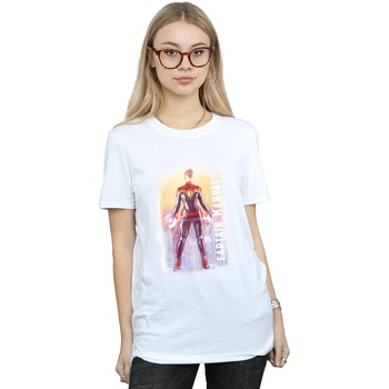 Abbigliamento Donna T-shirts a maniche lunghe Marvel Captain  Watercolour Bianco