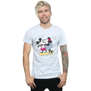 Abbigliamento Uomo T-shirts a maniche lunghe Disney Mickey And Minnie Mouse Kiss Grigio