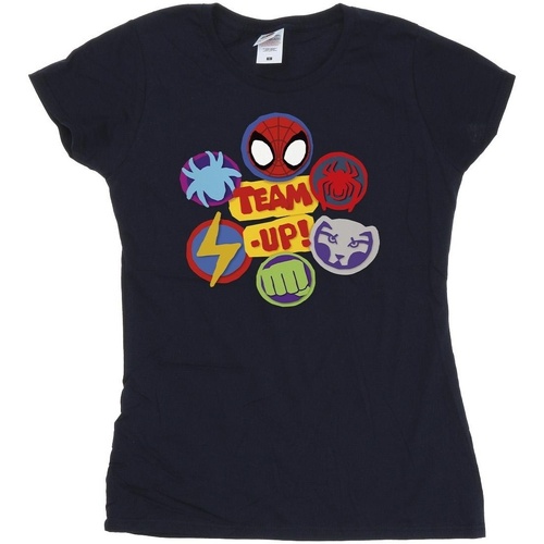 Abbigliamento Donna T-shirts a maniche lunghe Marvel Spidey And His Amazing Friends Team Up Blu