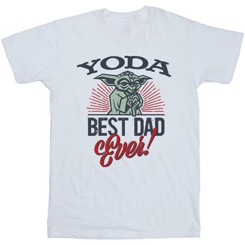 Abbigliamento Bambina T-shirts a maniche lunghe Disney Mandalorian Yoda Dad Bianco