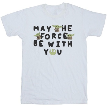 Abbigliamento Bambina T-shirts a maniche lunghe Disney The Mandalorian Grogu May The Force Be With You Bianco