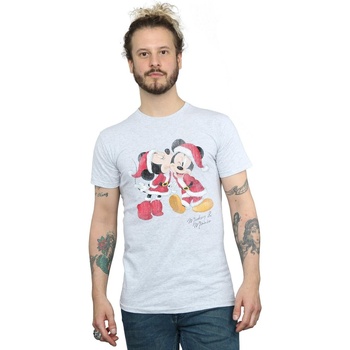 Abbigliamento Uomo T-shirts a maniche lunghe Disney Mickey And Minnie Christmas Kiss Grigio
