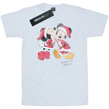 Abbigliamento Uomo T-shirts a maniche lunghe Disney Mickey And Minnie Christmas Kiss Bianco