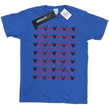 Abbigliamento Uomo T-shirts a maniche lunghe Disney Mickey And Minnie Christmas Hearts Blu