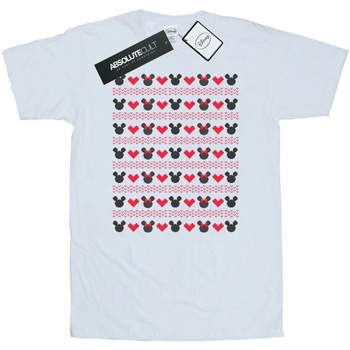 Abbigliamento Uomo T-shirts a maniche lunghe Disney Mickey And Minnie Christmas Hearts Bianco