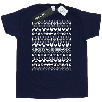 Abbigliamento Uomo T-shirts a maniche lunghe Disney Mickey And Minnie Christmas Fair Isle Blu