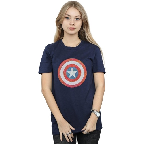 Abbigliamento Donna T-shirts a maniche lunghe Marvel Captain America Sketched Shield Blu