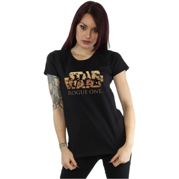 Abbigliamento Donna T-shirts a maniche lunghe Disney Rogue One Logo Scene Nero