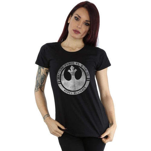 Abbigliamento Donna T-shirts a maniche lunghe Disney Rogue One May The Force Be With Us Nero
