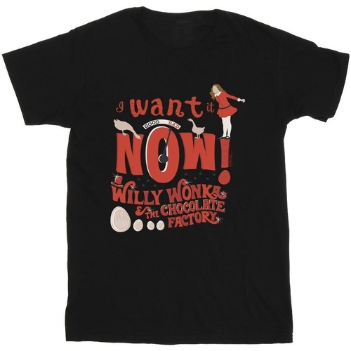 Abbigliamento Bambino T-shirt maniche corte Willy Wonka Verruca Salt I Want It Now Nero